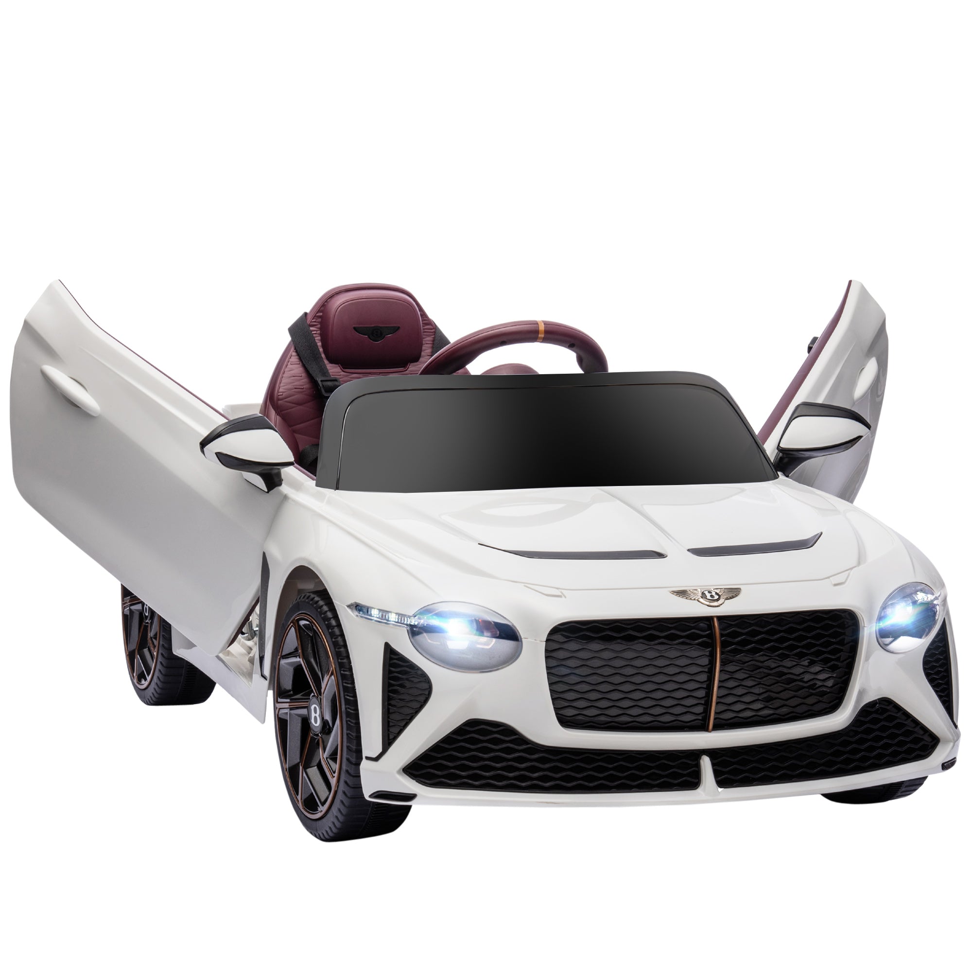 Bentley Bacalar Licensed 12V Kids Electric Ride on Car w/ Remote Control, Powered Electric Car w/ Portable Battery, for Kids Aged 3-5, White-0
