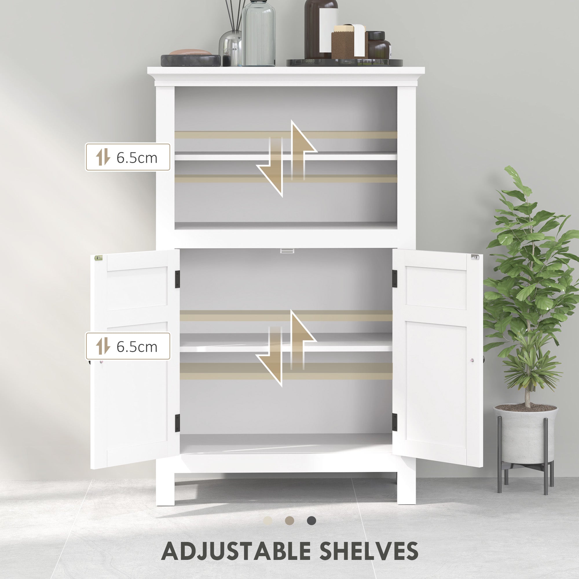 Multi-Storage Modern Bathroom Cabinet - White-4