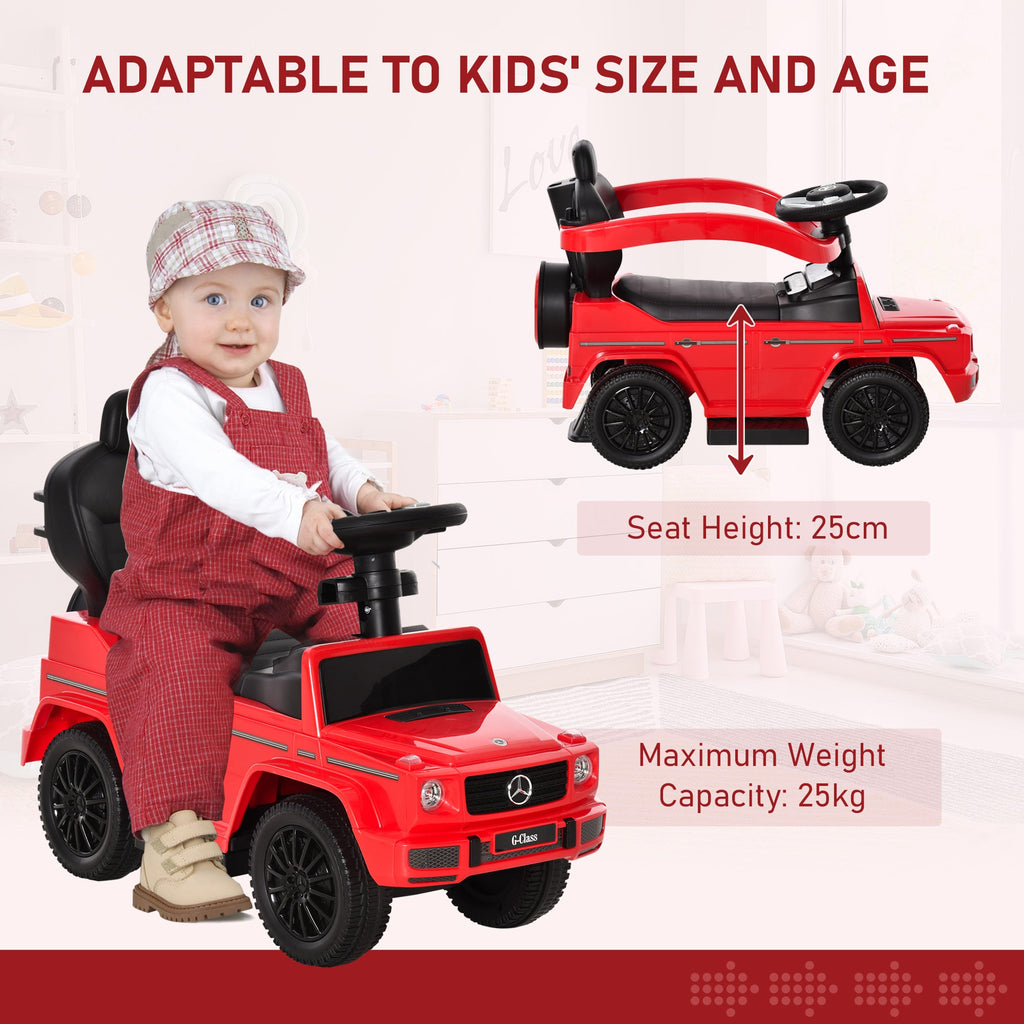 Compatible Kids Children's Ride-On Push Along Car Sliding Walker Mercedes-Benz G350 Licensed Floor Slider Vehicle with Steering Wheel Red-4