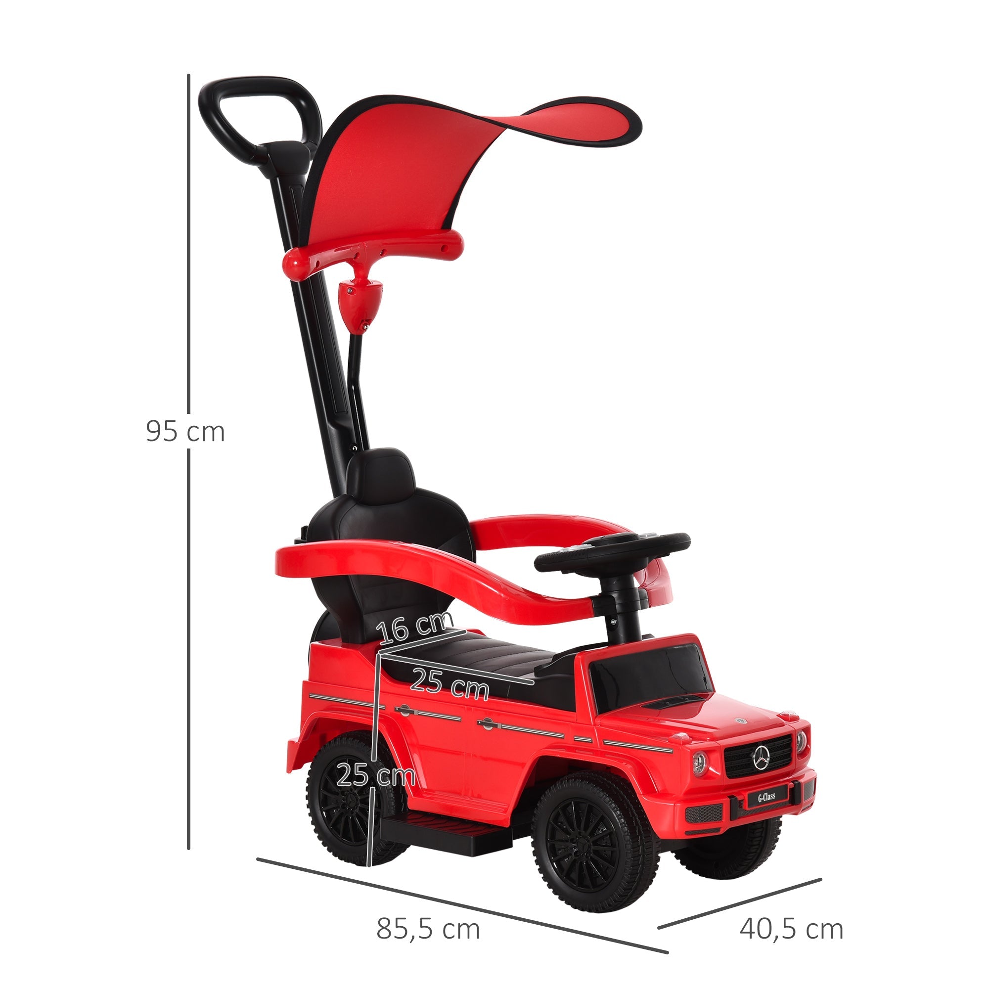 Compatible Kids Children's Ride-On Push Along Car Sliding Walker Mercedes-Benz G350 Licensed Floor Slider Vehicle with Steering Wheel Red-2