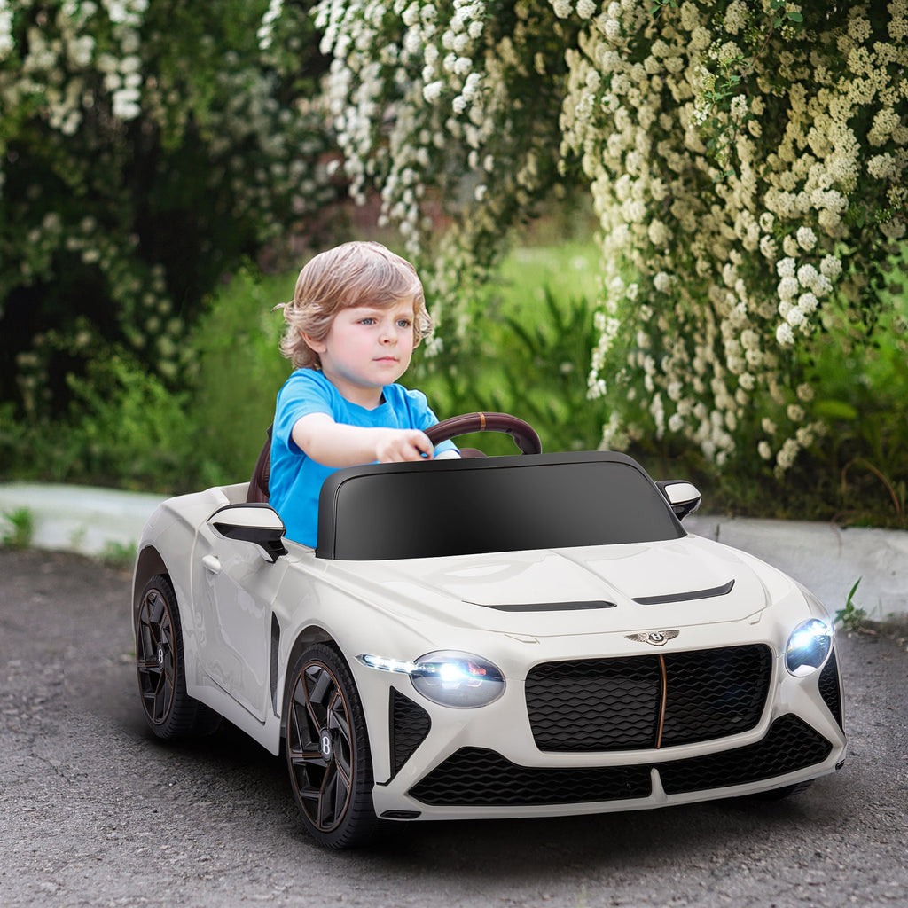 Bentley Bacalar Licensed 12V Kids Electric Ride on Car w/ Remote Control, Powered Electric Car w/ Portable Battery, for Kids Aged 3-5, White-1