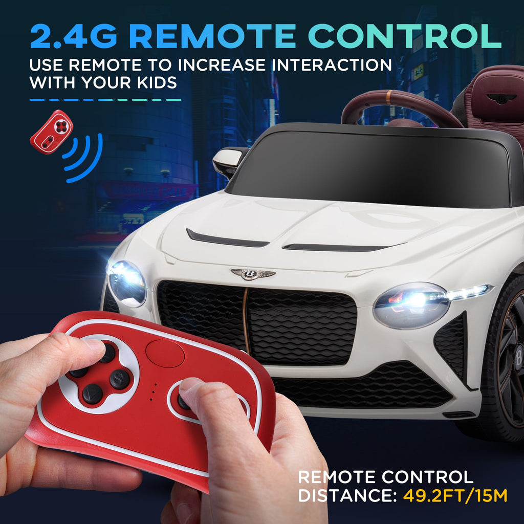 Bentley Bacalar Licensed 12V Kids Electric Ride on Car w/ Remote Control, Powered Electric Car w/ Portable Battery, for Kids Aged 3-5, White-4