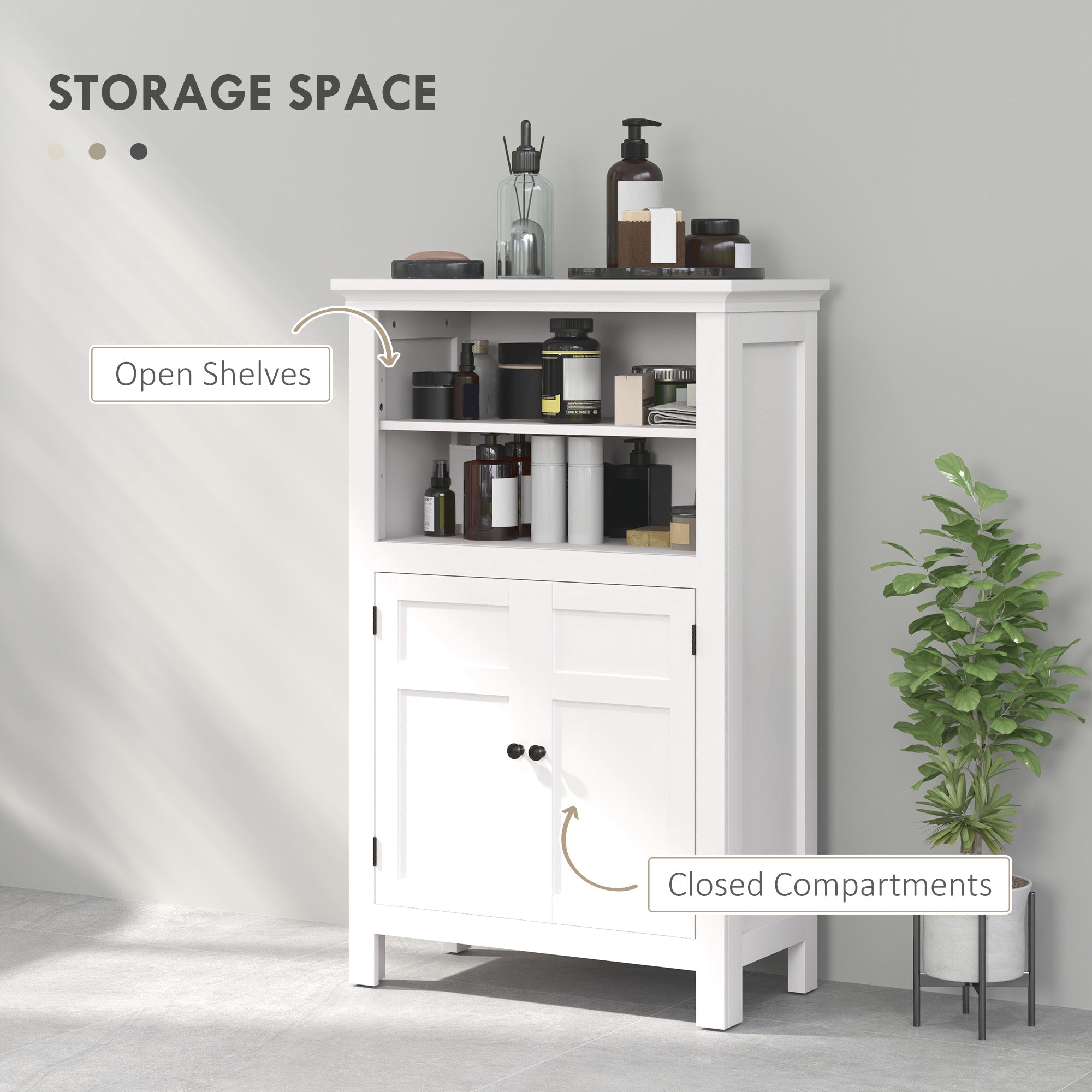 Multi-Storage Modern Bathroom Cabinet - White-3